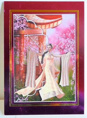Oriental Beauty Scalloped Edge Envelope Card by Karen Nash