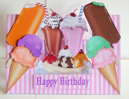 Birthday The Ice-cream Parlour Decoupage Stepper Card Kit by Karen Nash