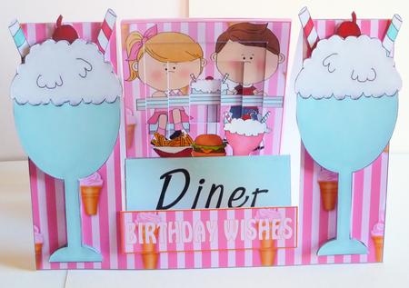 Birthday Yummy Diner Decoupage Stepper Card Kit by Karen Nash