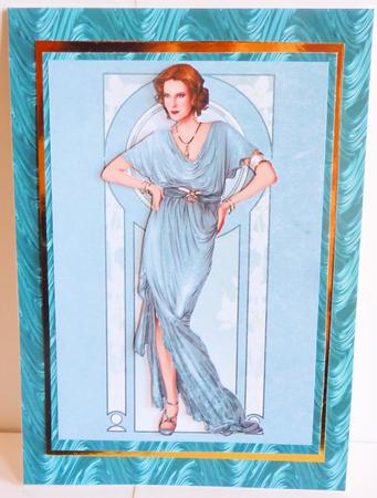 Art Deco Lady Elise (aqua) A4 by Karen Nash