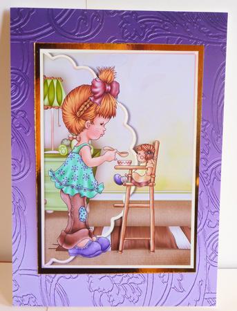 Playing Mum Scalloped Edge Envelope Card by Karen Nash
