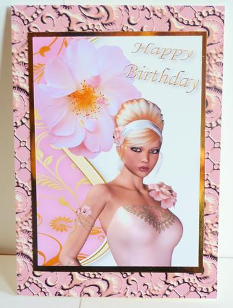 Pretty in Pink with Pink Flower A4 by Karen Nash