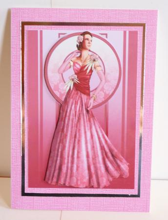 Art Deco Lady Rose (pink) A4 by Karen Nash