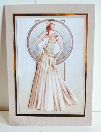 Art Deco Lady Rose (cream) A4 by Karen Nash