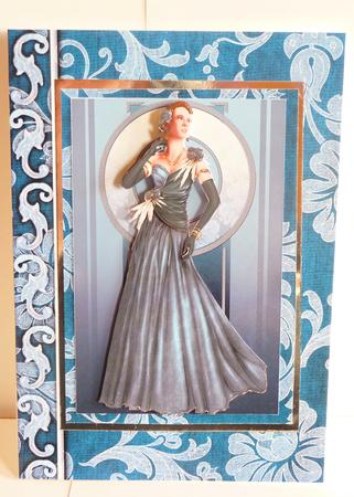 Art Deco Lady Rose (blue) by Karen Nash