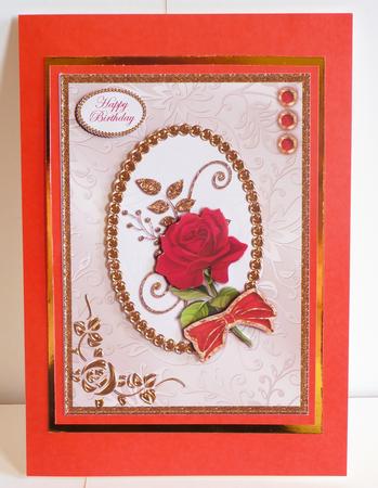 Red Rose and Glitter Gold by Karen Nash