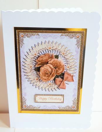 Beige Roses on Lace by Karen Nash
