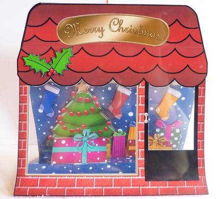 3D Oh Christmas Tree Window Pop Up Card Decoupage N Envelope by Karen Nash
