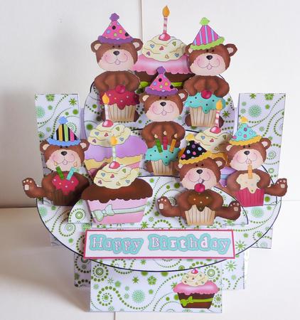 Cupcake Bears 3D Shelf Card Kit by Karen Nash