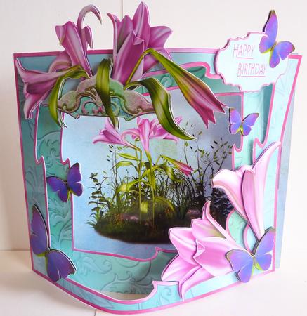 Beau Fronts 3D Card Kit - Pink Lilies by Karen Nash