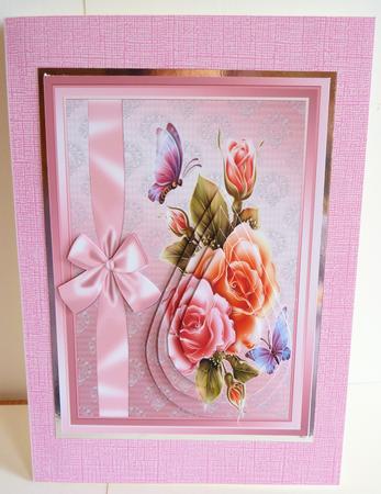 Sweet Roses with Satin Bow Teardrop Pyramid by Karen Nash
