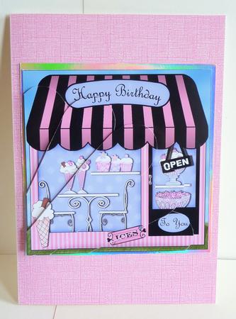 The Little Ice Cream Parlour Shop Fan Pyramage Topper by Karen Nash