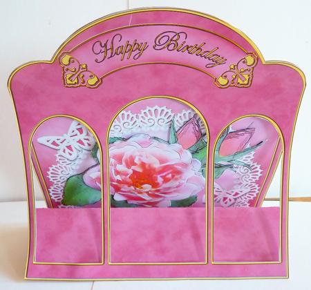 3D Rose and Lace Window Card Kit Decoupage N Envelope by Karen Nash
