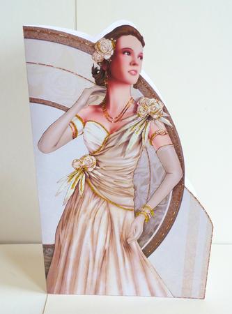 Art Deco Lady Rose (cream) Shaped Card by Karen Nash
