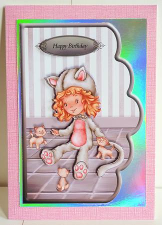 Playing Love Cats Scallope Curve Card by Karen Nash