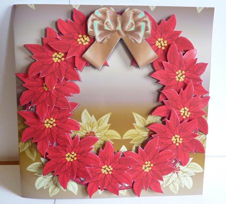 Red Gold Poinsettias 8in Decoupage 3D Ring Card Kit by Karen Nash