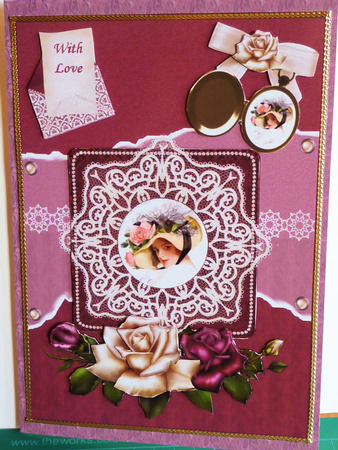 Vintage Beauty Card Front Kit with Decoupage, Papers and Insert - 6 Pages by Karen Nash