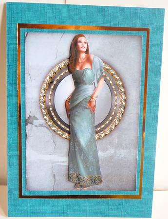 Art Deco Lady Pearl (aqua) A4 by Karen Nash