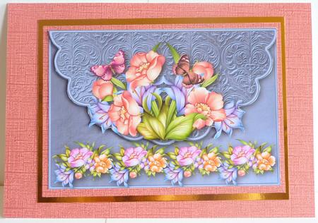Butterflies and Lilies Envelope Card with Decouapge by Karen Nash