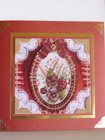 Wild Pansey Lace N Ruffles Square Card Front by Karen Nash