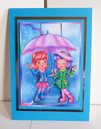 Friends in the Rain Scalloped Edge Enveelope Card by Karen Nash