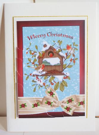 Christmas Birdhouse Wavy Corner Stacker by Karen Nash