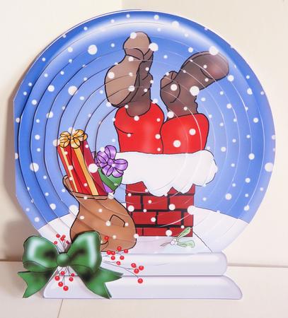 3D Xmas Santa Got Stuck Snowglobe Circle Pyramage Card Kit by Karen Nash