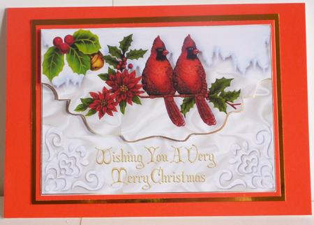 Red Cardinals on a Snowy Branch by Karen Nash