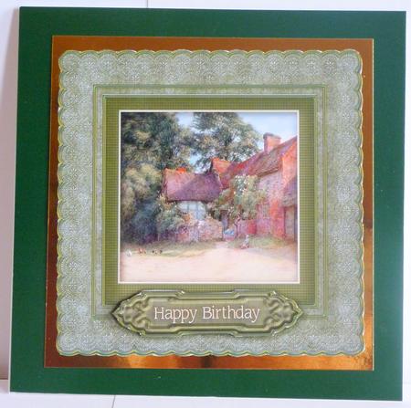 Vintage Farm House 8in x 8in Decoupage by Karen Nash