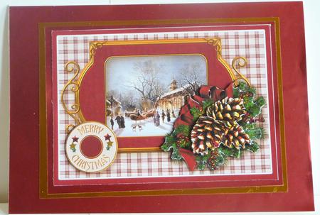 Christmas Snow Scene with Pine Cones Decoupage by Karen Nash