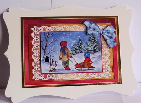 Sledging in Snow Step by Step Decoupage by Karen Nash