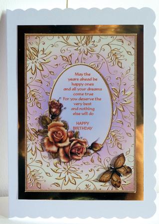 Golden Petals and Wings Birthday Insert by Karen Nash
