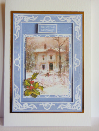 The Winter House - Christmas Card Front with 3D Frame by Karen Nash