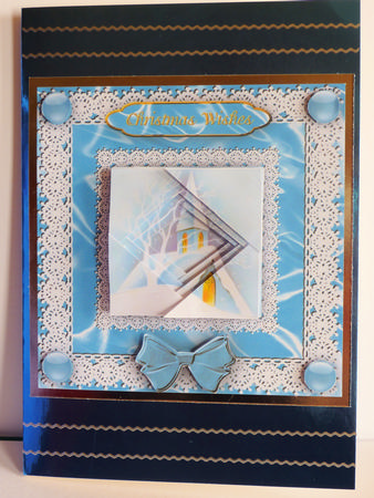 Snowy Christmas Church 'n Lace Spiral Tunnel Card by Karen Nash