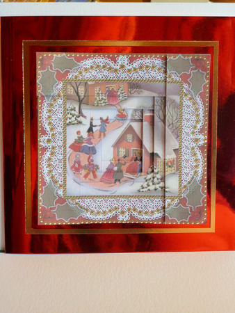 Christmas Party House Spiral Edge Stacker 8x8 Card Front Kit by Karen Nash