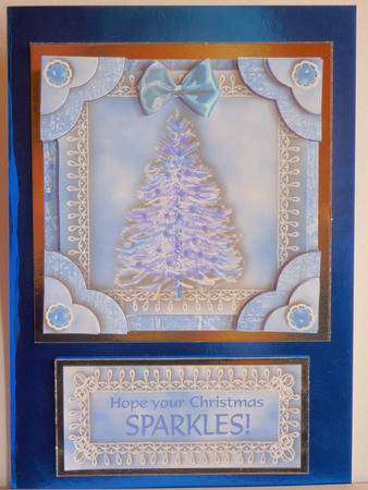 Christmas Tree Easel Card with Corners & Decoupage by Karen Nash