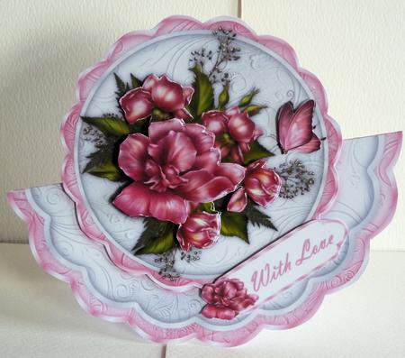 Glory Roses Scalloped Edge Wobble Card by Karen Nash
