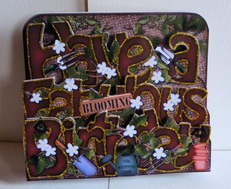 3D Birthday Gardening Pop Out Word Card Kit by Karen Nash