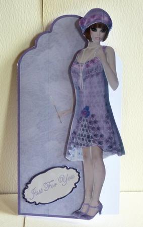 Lilac Deco Lady Shaped Card by Karen Nash