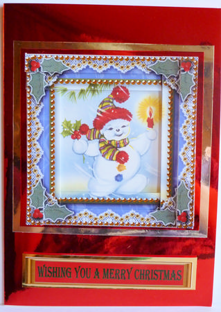 Snowman 1 Spiral Edge Stacker Card Front by Karen Nash