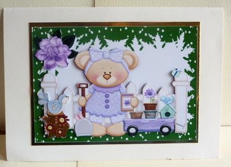 Little Gardening Teddy with Little Bird by Karen Nash