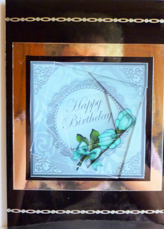 Roses and Metallic Lace Twisted Spiral Side Stacker by Karen Nash