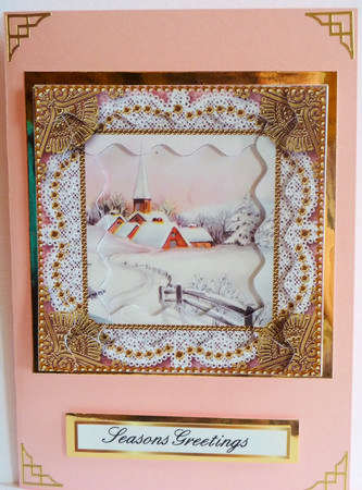 Christmas Snow Village 1 Spiral Wavy Edge Stacker Card Front by Karen Nash
