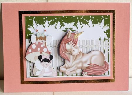 Unicorn, and Playful Faeries with Mushrooms by Karen Nash