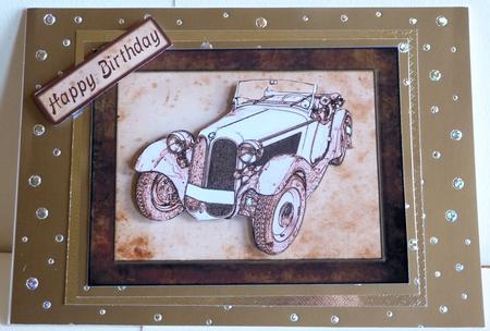 Antique Car Sketch in Frame, Male Birthday by Karen Nash