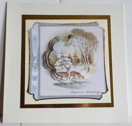 Vintage Deer Card Front by Karen Nash