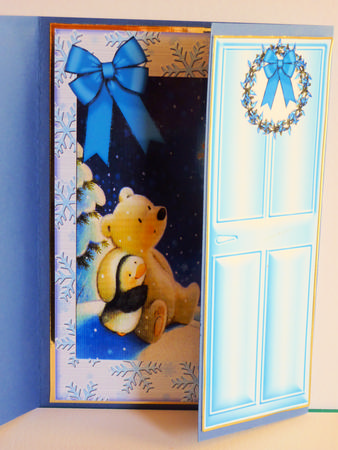 Litle Polar Bear & Penguin Watching Santa, Gatefold by Karen Nash
