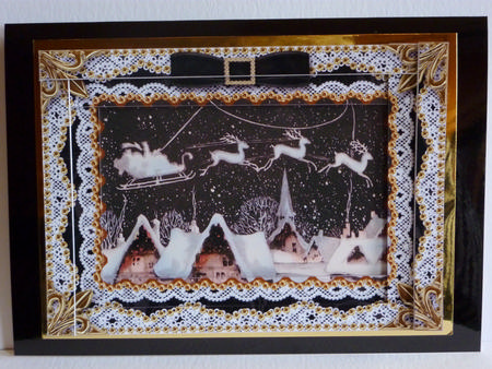 Christmas Night Spiral Edge Stacker 7x5in Card Front by Karen Nash