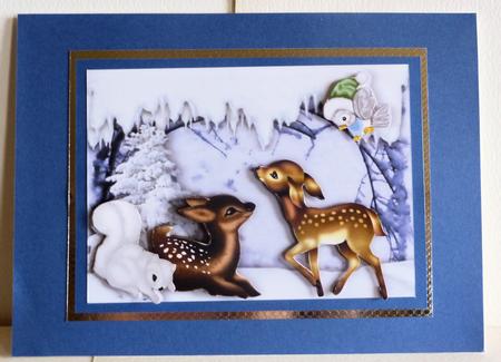 Cute Woodland Animals in a Snow Scene by Karen Nash