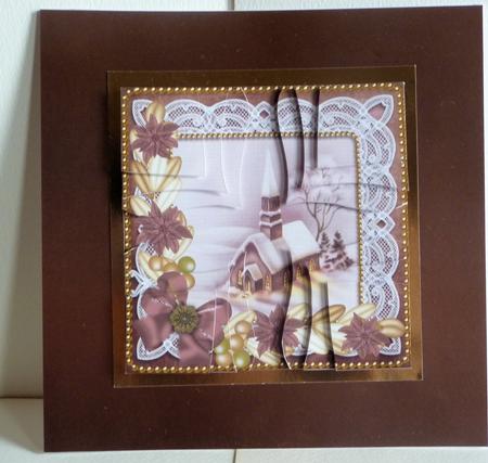 Church Lights on Plum Poinsettia 5in Cross Stacker by Karen Nash